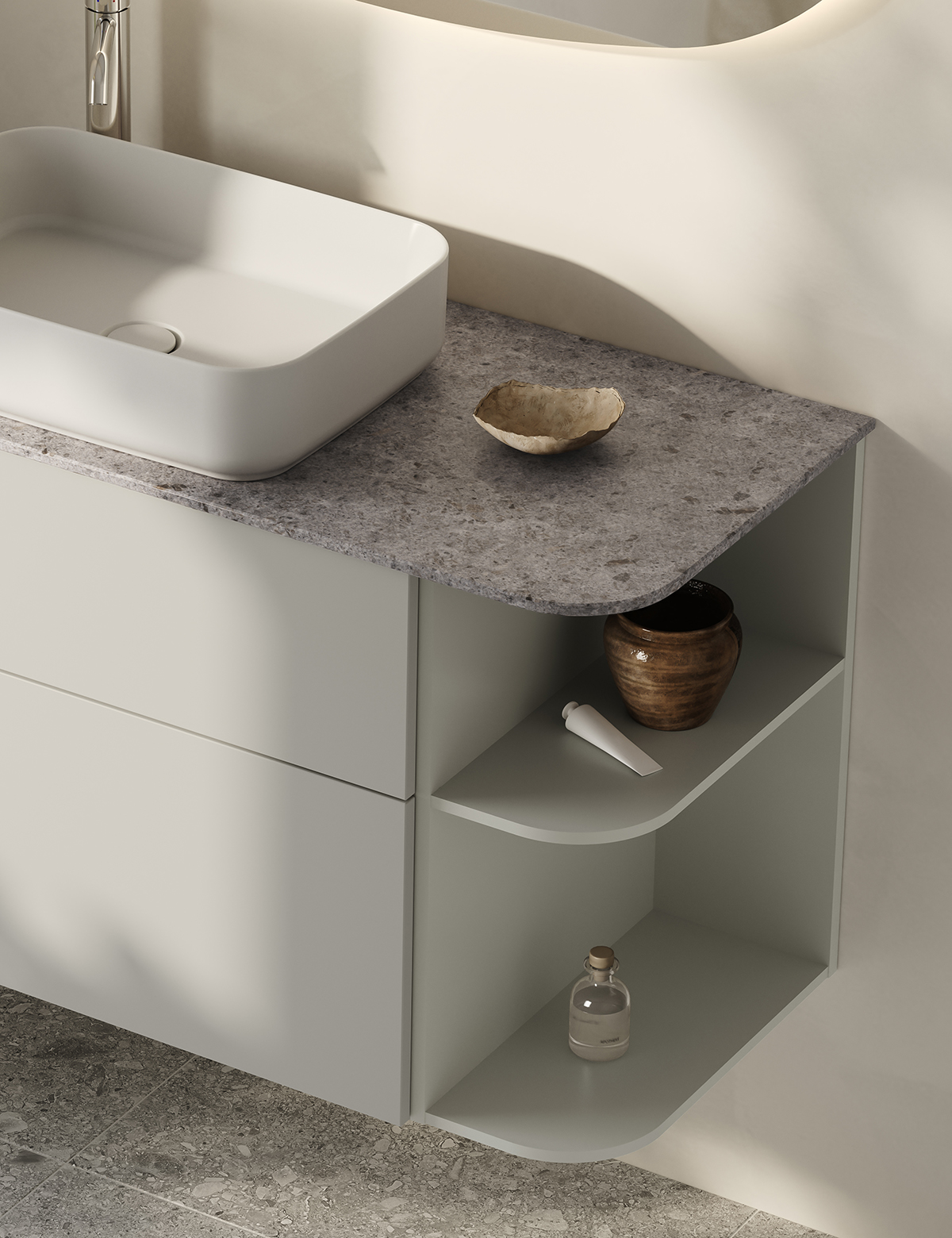 Poem Soft Havre -allaskaappi Kalk-tasolla