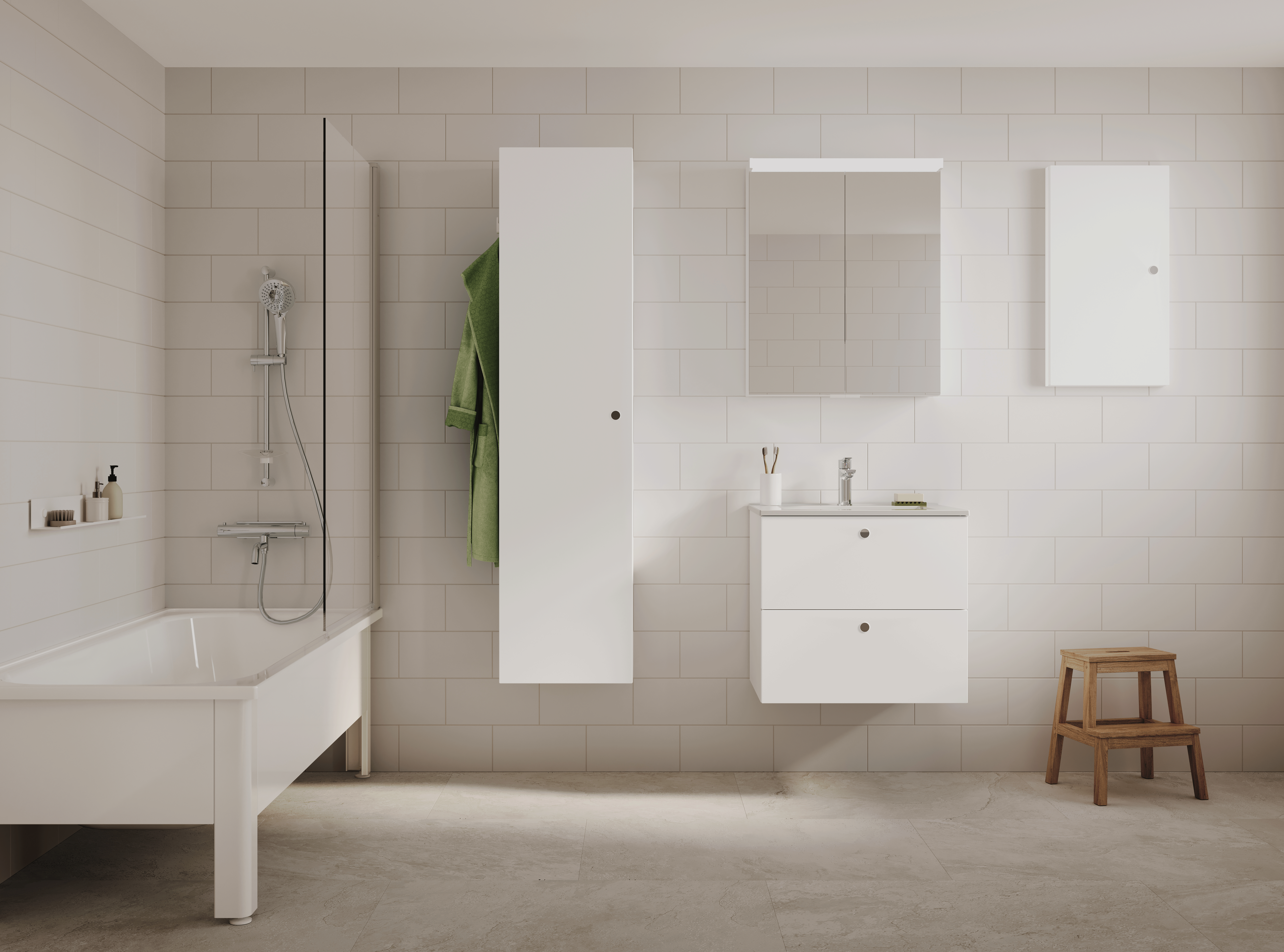 Intro-kalustesarja, mattavalkoinen