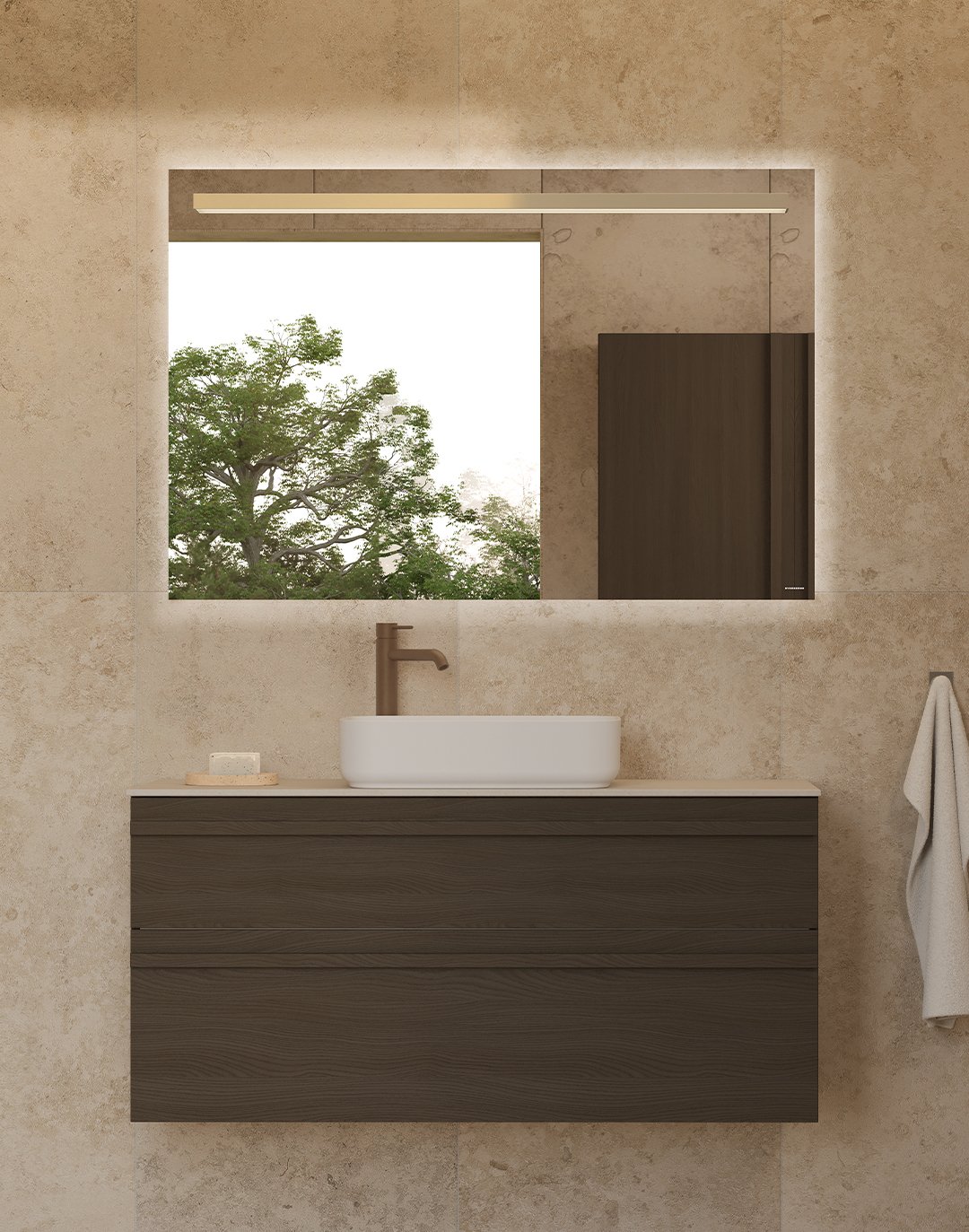 Poem-allaskaappi tummaa saarnia, vedinlista -etusarja ja Mocca -yksityiskohdat