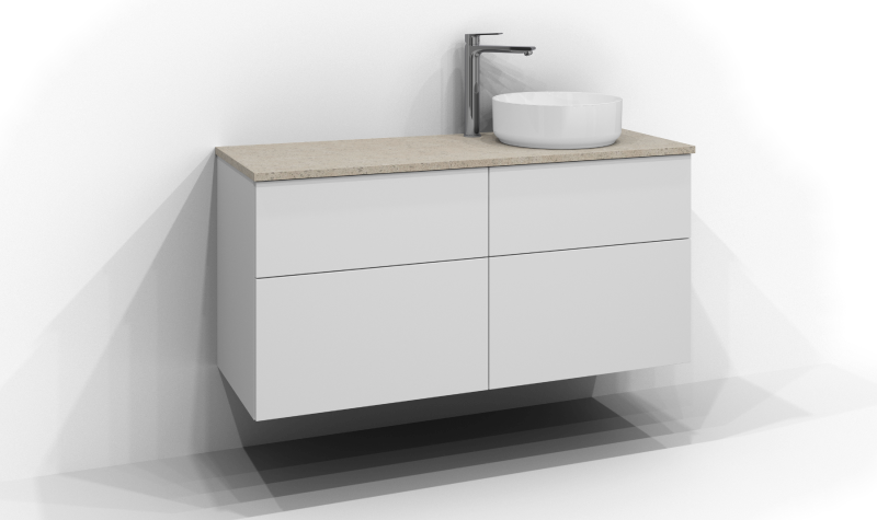 Poem -allaskaappi 120x45 4 laatikkoa ja malja-allas