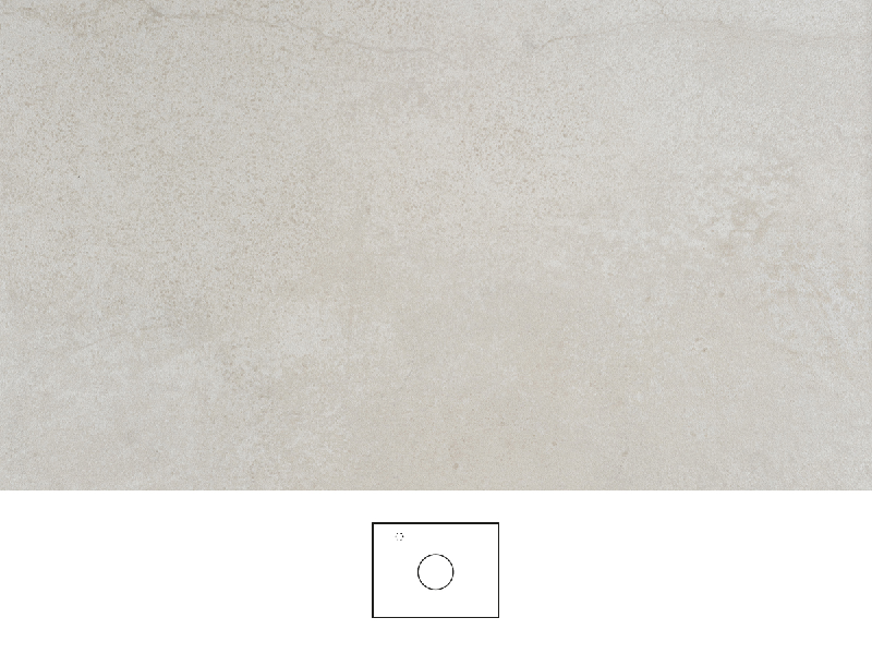 Jura pöytätaso 60 cm vaalean beige kalkkikivikuosissa, silkkimatta pinta ja pehmeä luonnollinen rakenne. Pesuallas keskellä pöytätasoa, kromattu yksiotehana pesualtaan vasemmalla puolella.