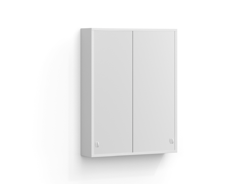 I:et-peilikaappi 55 cm mattavalkoinen, kaksi peililasista liukuovea, ilman valaistusta.