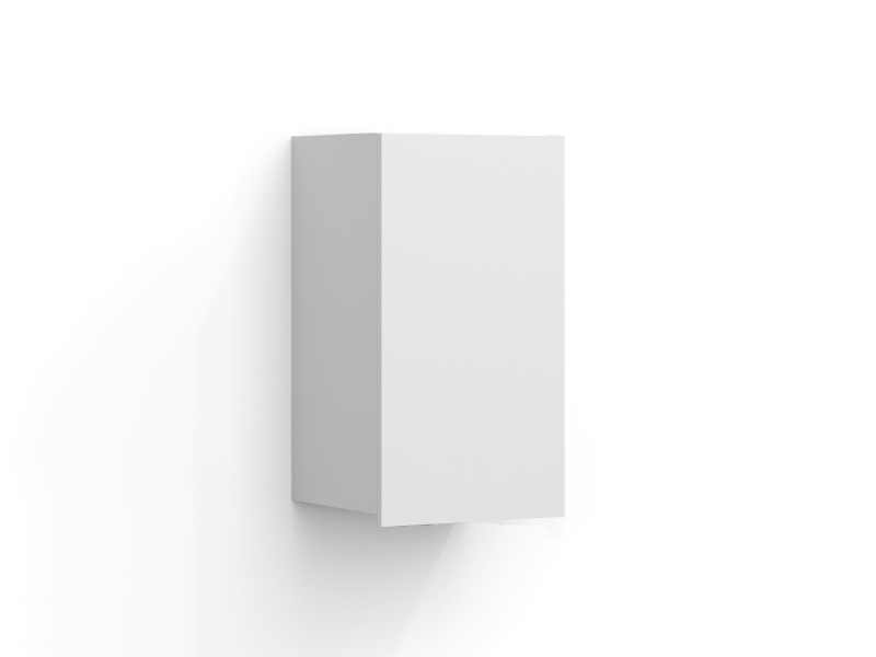 Seinään kiinnitettävä kylpyhuonekaappi 70 x 40 cm, valkoinen runko ja valkoinen ovi, tyylikäs muotoilu käytännölliseen säilytykseen kylpyhuoneessa.